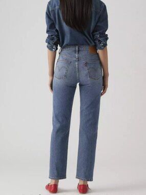 LEVI's 501 Cropped Button Fly Straight 90's Style Jeans, Size est. 28 x 26